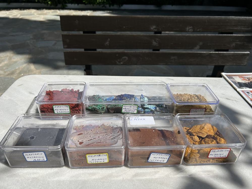 Seven labeled boxes, named mines