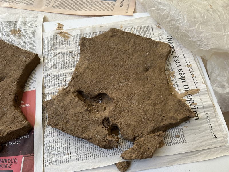 Tile from beach-found foam