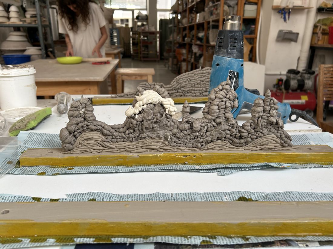 Coil-built landscape, in progress